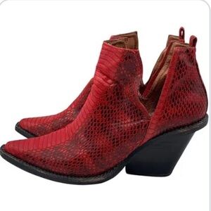 Jeffery Campbell x Free People Red Snakeskin Print Ankle Boots